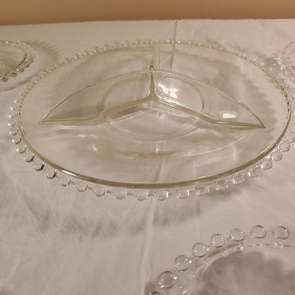 Candlewick Relish Pickle Dish and 6 plates set of 7, Vintage from France, - Picture 8 of 16